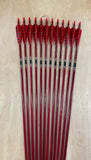 50-55# Eagle tapered arrows, Sitka Spruce, red stain with black,silver cresting