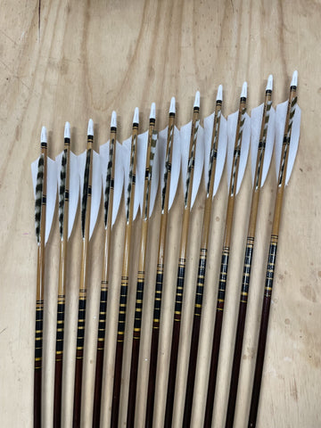 60 -65 Eagle tapered arrows / Fir , brown shaft with gold and black cresting