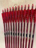 50-55# Eagle tapered arrows, Sitka Spruce, red stain with black,silver cresting