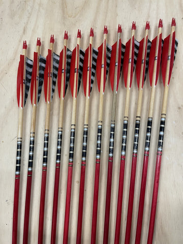 50-55# Eagle tapered arrows,Chundo, red stain with black,silver and gold cresting