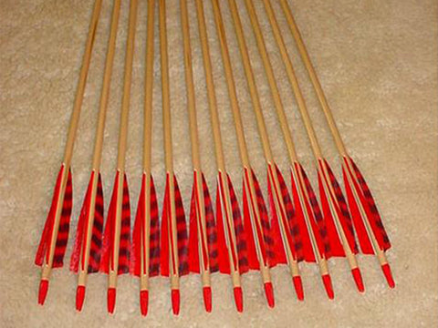 Order Red wooden arrows for traditional and medieval archery